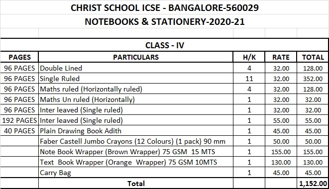 CHRIST ICSE-4-STD H/K BOOKS & STATIONERY